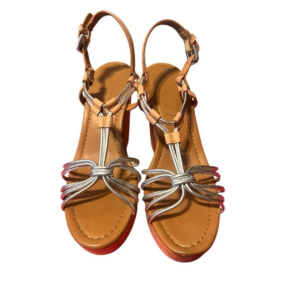 Coach Womens Georgina Metallic Strappy Cork Platform Wedge Sandals Tan Size 8.5B - Picture 4 of 9